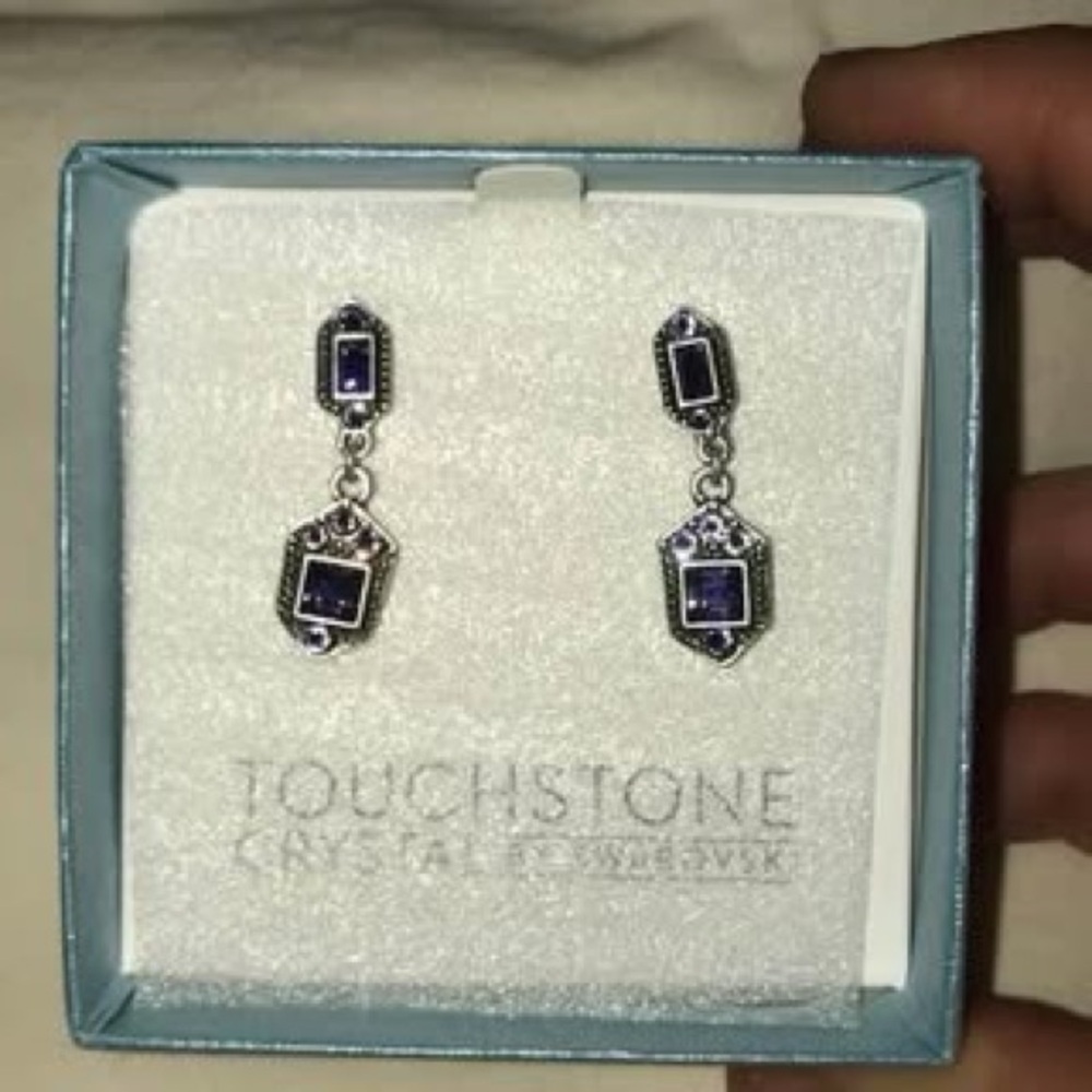 Touchstone Crystal Silver and Purple Earrings